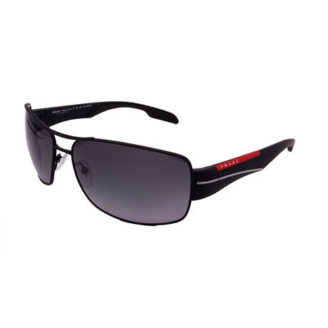 Men's // Sport PS53NS DG05W1 Aviator Sunglasses // Black Rubber + Polar Gray Gradient