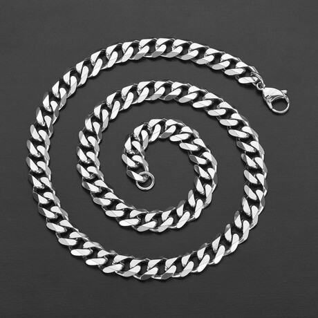 Polished Stainless Steel Beveled Curb Chain Necklace // 24"
