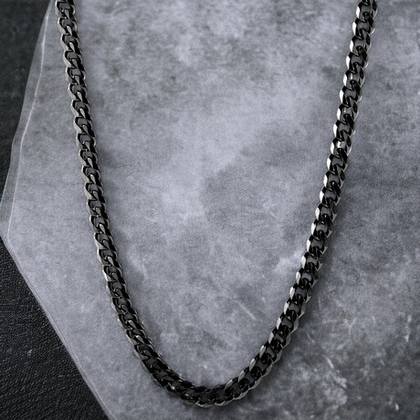 Black Plated Stainless Steel 3.5mm Curb Chain Necklace // 24"