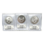 2011 Silver Eagles First Strike set of 3 P, W, and S signed by John Mercanti