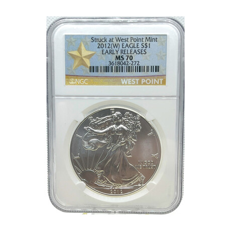 2012 W Silver Eagle Gold Star Label Early Release NGC MS 70 # 272