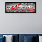 Idyllic Field Of Poppies With Sun | Panorama by Melanie Viola (12"H x 36"W x 1.5"D)