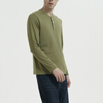 1/4 Button Up Shirt // Olive Green (XL)