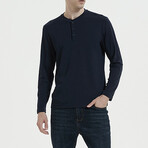1/4 Button Up Shirt // Navy Blue (XL)