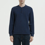 1/4 Button Up Shirt // Dark Blue (XL)