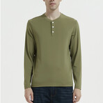 1/4 Button Up Shirt // Olive Green (L)