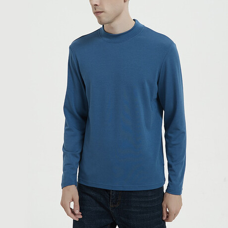 Mock Neck Shirt // Blue (XS)