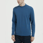 Mock Neck Shirt // Blue (S)