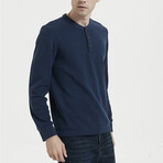 1/4 Button Up Shirt // Dark Blue (L)
