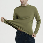 Mock Neck Shirt // Olive Green (S)