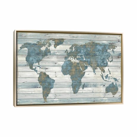 World Map On Wood by Jamie MacDowell (18"H x 26"W x 1.5"D)
