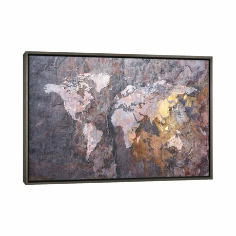 World Map on Stone Background by Michael Tompsett (18"H x 26"W x 1.5"D)