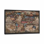 Distressed World Map by Diego Tirigall (18"H x 26"W x 1.5"D)