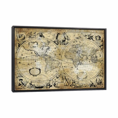 Antique World Map by Russell Brennan (18"H x 26"W x 1.5"D)