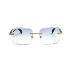 Men's // Drone Wood Sunglasses - Diamond Cut // Silver + Blue + Gradient Gray