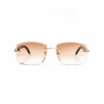 Men's // 18KT Gold White Buffalo Horn Sunglasses // White + Gold + Gradient Brown