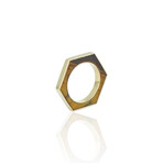 18K Yellow Gold Hexagon Tigers Eye Ring + Necklace // Ring Size: 5.75 // 16" // New