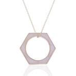 18K Yellow Gold Hexagon White Onyx Ring + Necklace // Ring Size: 5.75 // 16" // New