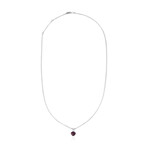 18K White Gold Ruby + Diamond Heart Pendant Necklace // 17" // Pre-Owned