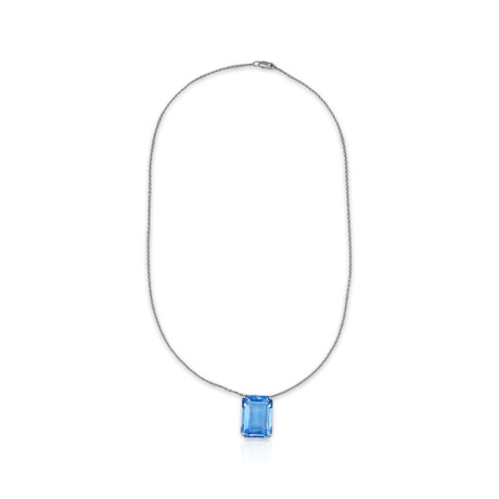 18K White Gold Blue Topaz Necklace // 18" // Pre-Owned
