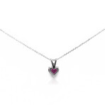 18K White Gold Ruby + Diamond Heart Pendant Necklace // 17" // Pre-Owned
