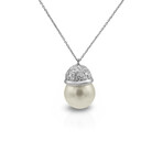 18K White Gold Diamond + Pearl Necklace // 18" // Pre-Owned