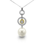 18K White Gold + 18k Yellow Gold Diamond Pendant Necklace // 17" // Pre-Owned