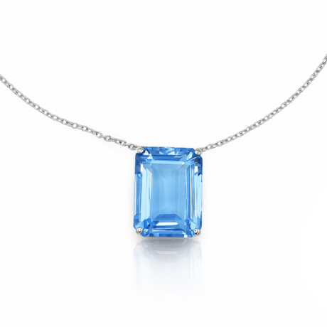 18K White Gold Blue Topaz Necklace // 18" // Pre-Owned