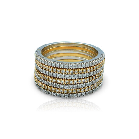 Fine Jewelry // 18K White Gold + 18k Yellow Gold Diamond Ring // Ring Size: 6.5 // Pre-Owned
