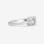 14K White Gold Round Lab-Grown Diamond 3 Stone Band Ring // Ring Size: 7 // New