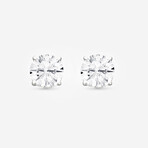 14K White Gold Four-Prong Round Lab-Grown Solitaire Diamond Stud Earrings I // New