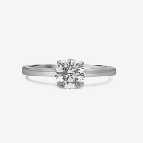 14K White Gold Round Cut Solitaire Lab-Grown Diamond Ring // Ring Size: 5 // New