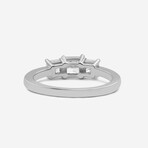 14K White Gold Princess-Cut Lab-Grown Diamond 3 Stone Ring // Ring Size: 5 // New