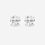 14K White Gold Four-Prong Round Lab-Grown Solitaire Diamond Stud Earrings // New