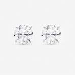 14K White Gold Four-Prong Round Lab-Grown Solitaire Diamond Stud Earrings II // New