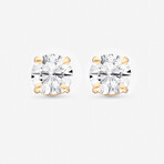 14K Yellow Gold Four-Prong Round Lab-Grown Solitaire Diamond Stud Earrings // New