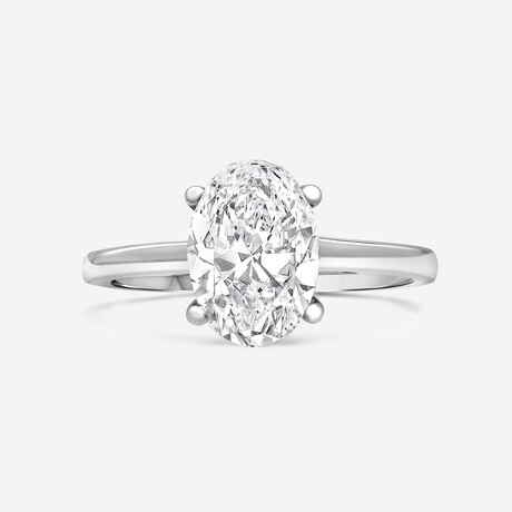 14K White Gold Solitaire Oval-Cut Lab-Grown Diamond Ring // Ring Size: 6 // New