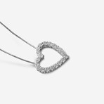 14K White Gold Round Lab-Grown Diamond Open Heart Pendant Necklace // 18" // New