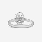 14K White Gold Solitaire Oval-Cut Lab-Grown Diamond Ring // Ring Size: 8 // New