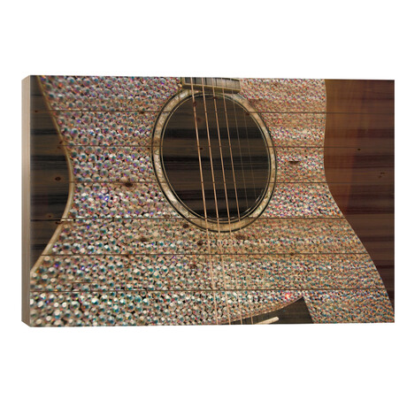 Taylor Swift's Bejeweled Guitar In Zoom, Country Music Hall Of Fame, Nashville, Tennessee, USA by Cindy Miller Hopkins // Wood Pallet (18"H x 26"W x 1.5"D)