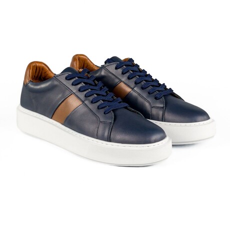 Men's Fazer Sneakers // Navy Blue + Orange + White (Euro: 40)