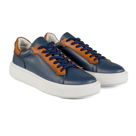 Men's Burgman Sneakers // Navy Blue + Orange + White (Euro: 40)