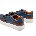 Men's Tiger Sneakers // Navy Blue + Brown + White (Euro: 40)
