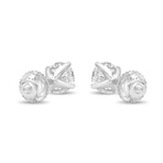 14K White Gold Lab-Grown Diamond Classic Stud Earrings V // New