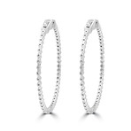 14K White Gold Lab-Grown Diamond Hoop Earrings // New