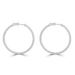 14K White Gold Lab-Grown Diamond Hoop Earrings II // New