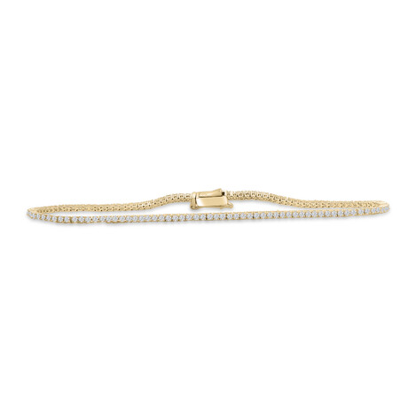 14K Yellow Gold Lab-Grown Diamond Dainty Tennis Bracelet // 7" // New