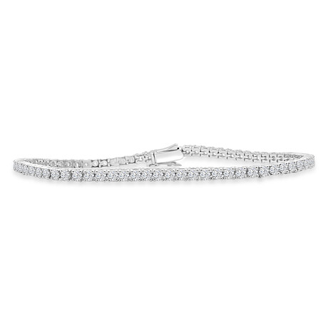 14K White Gold Lab-Grown Diamond Tennis Bracelet // 7" // New