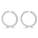 14K White Gold Lab-Grown Diamond Chunky Hoop Earrings // New