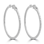14K White Gold Lab-Grown Diamond Hoop Earrings I // New